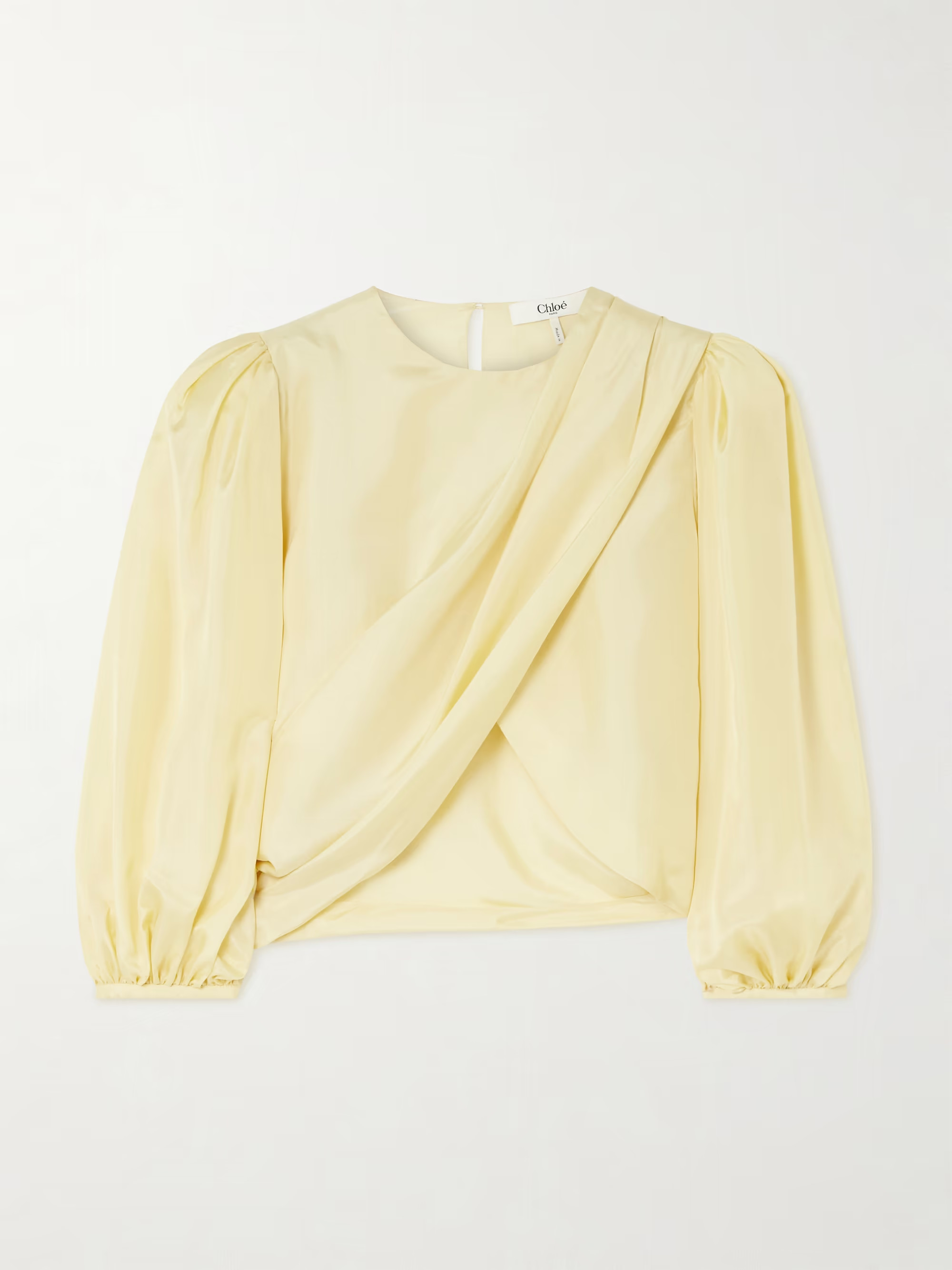 Draped wrap-effect cropped silk-satin blouse | NET-A-PORTER (UK & EU)
