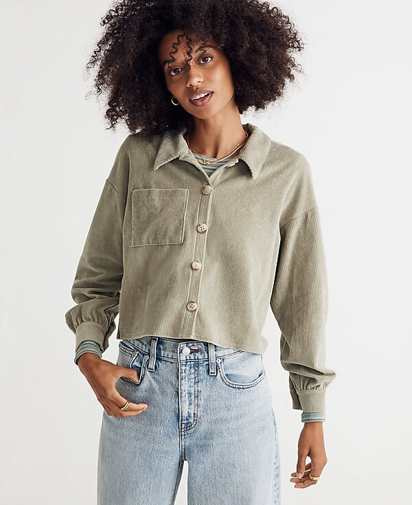 Knit Corduroy Crop Shirt-Jacket | Madewell | Madewell