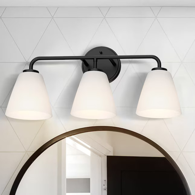 Origin 21 Mackie 24-in 3-Light Matte Black Modern/Contemporary Vanity Light | Lowe's
