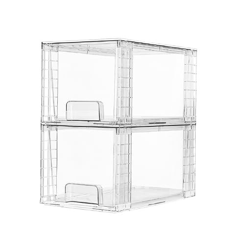 Vtopmart 2 Pack Large Stackable Storage Drawers,Clear Acrylic Drawer Organizers with Handles, Easily Assemble for Bathroom,Kitchen Undersink,Cabinet,Closet,Makeup,Pantry organization and Storage | Amazon (US)