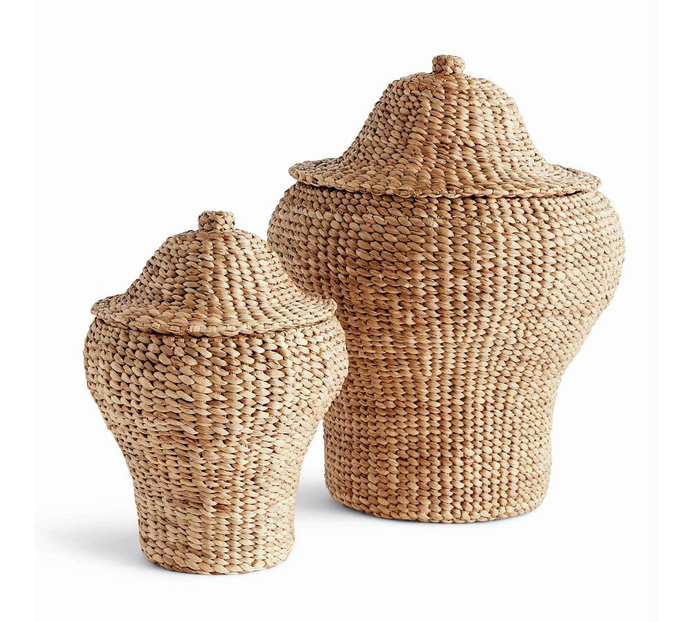 Handwoven Water Hyacinth Ginger Jars, Set of 2 - Natural | Pottery Barn (US)