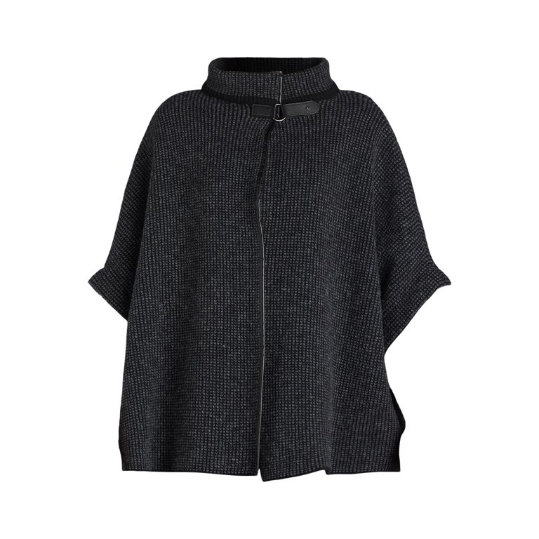 Time and Tru Women's Knit Fashion Cover-Up Ruana, Black, Size S/M | Walmart (US)