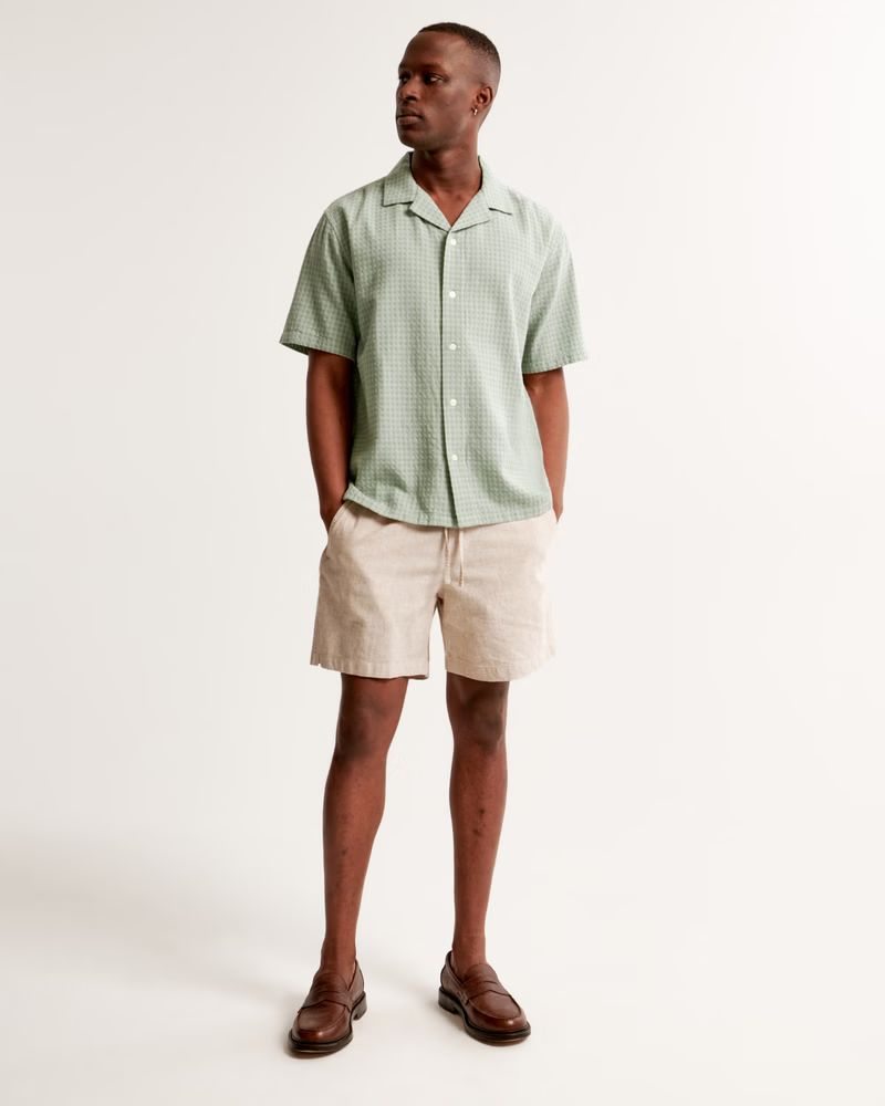 Camp Collar Waffle Button-Up Shirt | Abercrombie & Fitch (US)