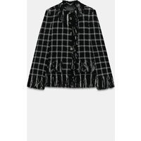Zara - Zw Collection Check Fringed Jacket - Black / White - S - Woman | Zara UK