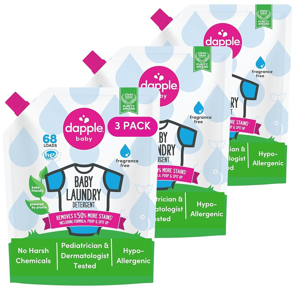 Baby Laundry Detergent by Dapple Baby, Concentrated & Hypoallergenic, Powered by Plants, Stain Re... | Amazon (US)
