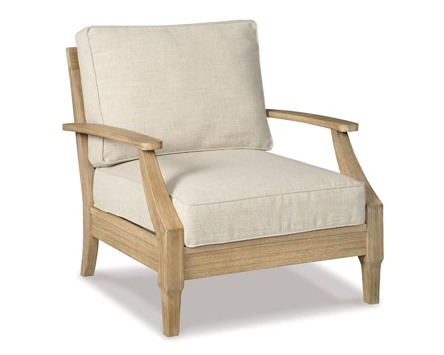 Signature Design by Ashley Clare View Outdoor Eucalyptus Wood Lounge Chair – Cushioned with Nuv... | Amazon (US)