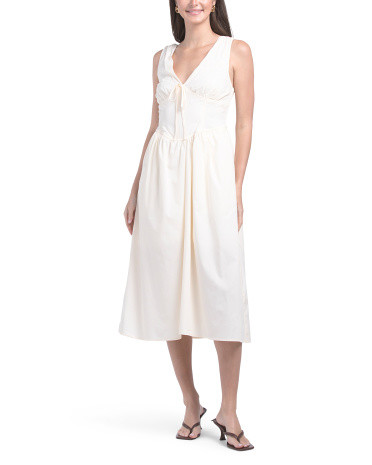 Corset Detail Cotton Midi Dress | TJ Maxx