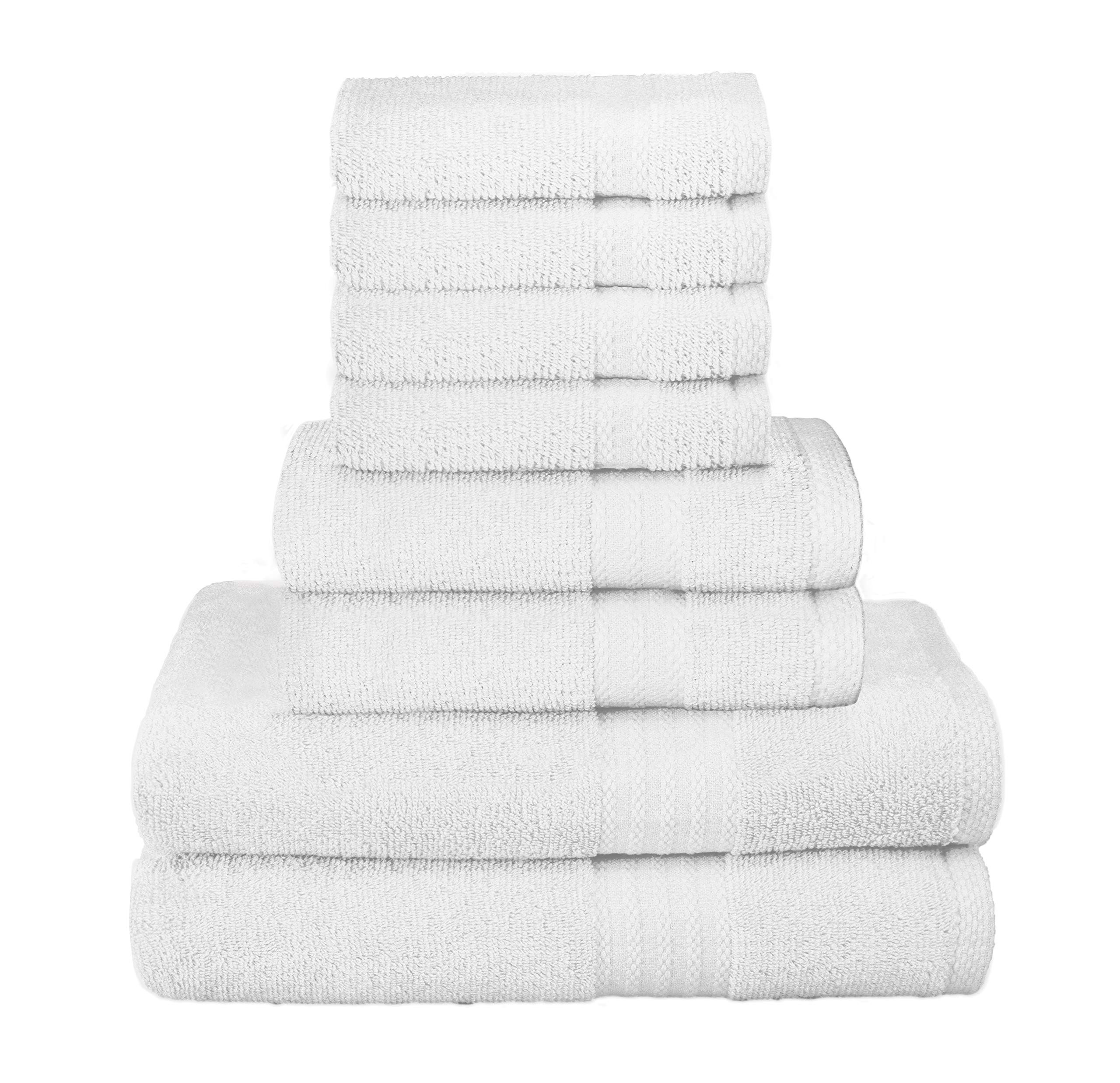 GLAMBURG Ultra Soft 8-Piece Towel Set - 100% Pure Ringspun Cotton, Contains 2 Oversized Bath Towels  | Amazon (US)