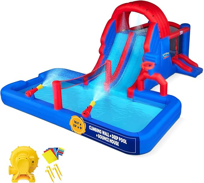 Sunny & Fun Ultra All-Play Inflatable Water Slide Park – Heavy-Duty for Outdoor Fun - Climbing ... | Amazon (US)