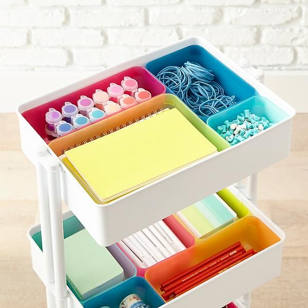 3-Tier Cart Tiny Organizer Tray Multicolor Pkg/6 | The Container Store