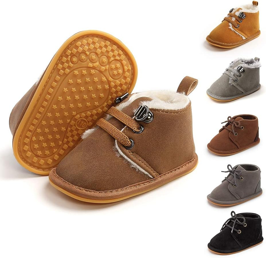 Meckior Baby Booties Newborn Infant Unisex Baby Girls Boys Velvet Rubber Anit-Slip Sole Shoes Tod... | Amazon (US)