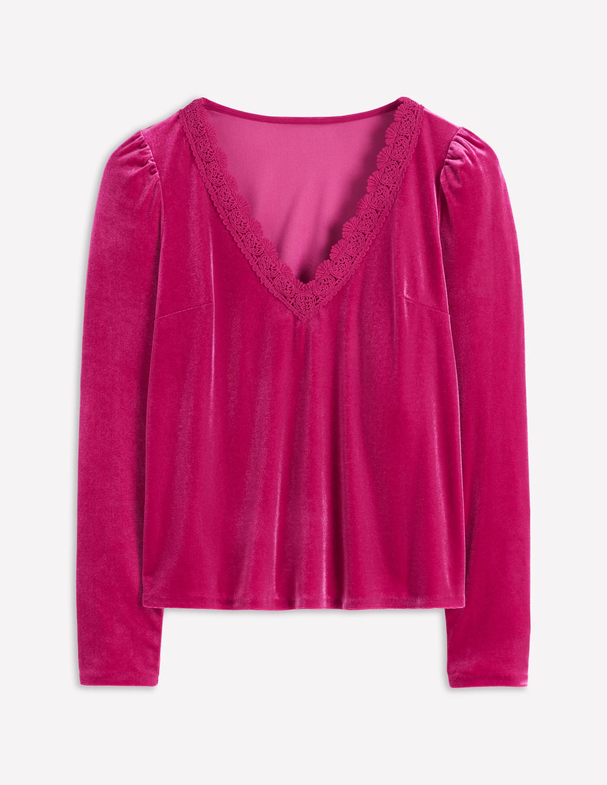 Flora V-Neck Velvet Top-Cherry Jam | Boden (US)