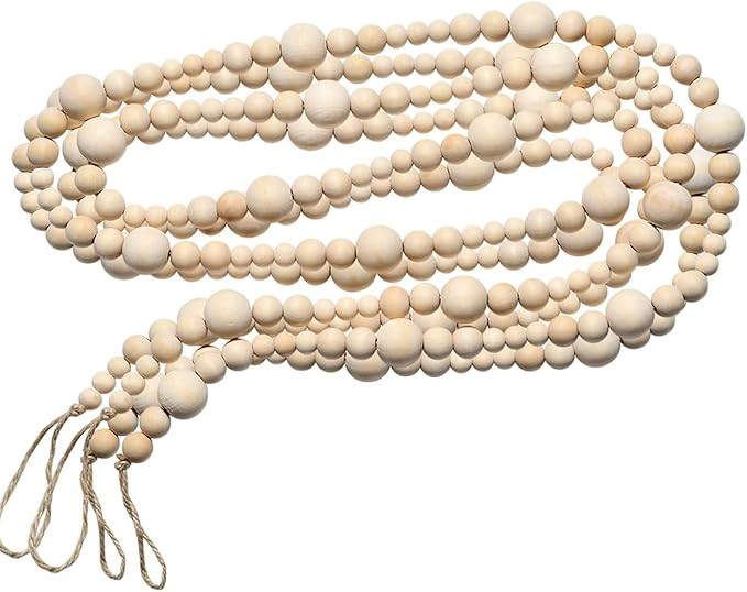 2PCS 86in Christmas Wood Bead Garland, Creative Wooden Garland for Valentine's Day Decor, Farmhou... | Amazon (US)