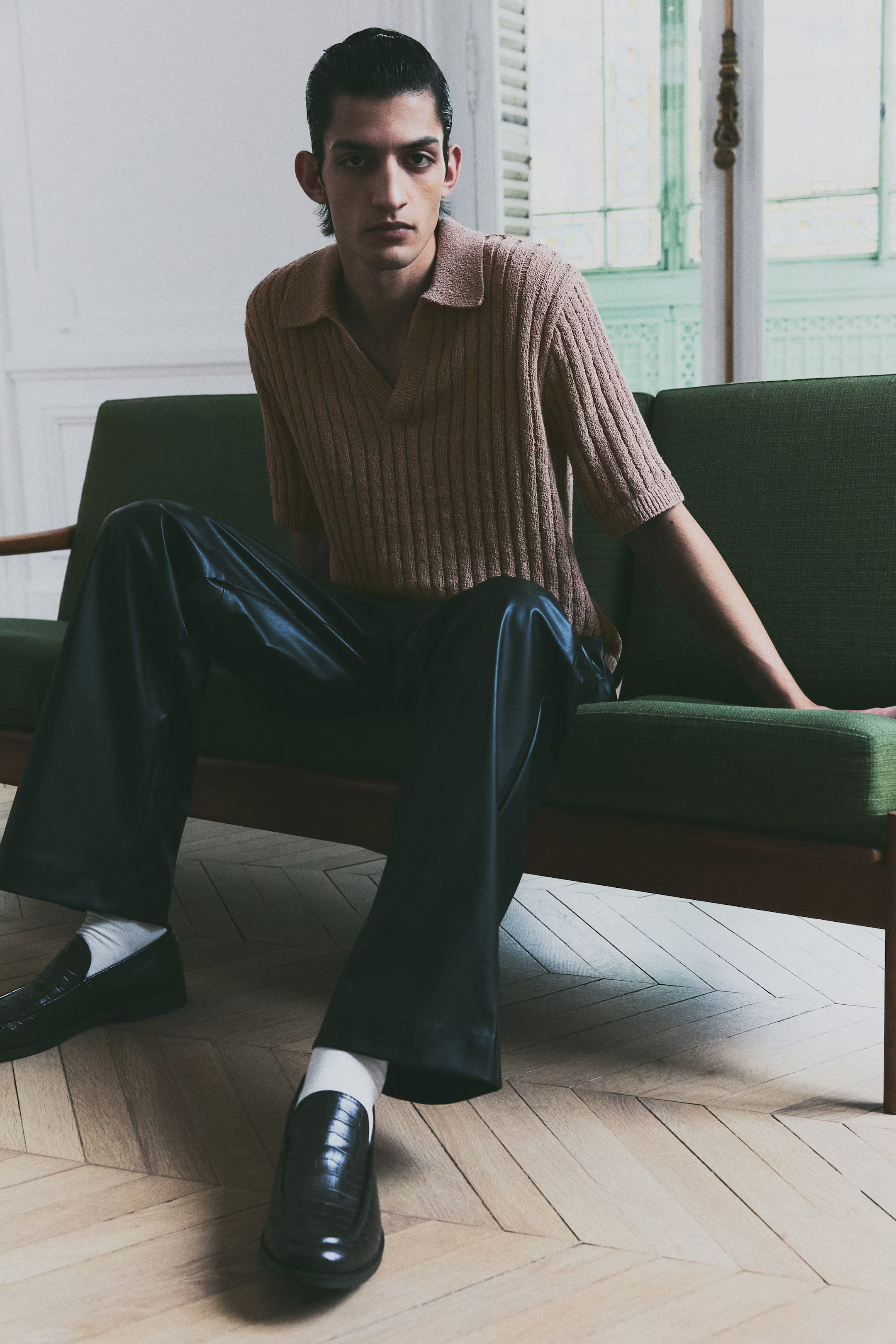 Loose Fit Rib-Knit Polo Shirt | H&M (US + CA)