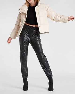Faux Leather Puffer Jacket | Express