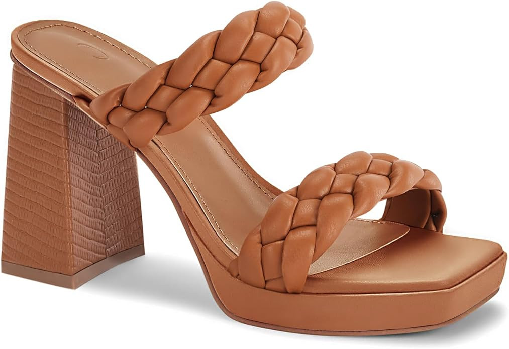 Coutgo Womens Platform Heels Chunky Heel Braided Heeled Sandals Slip on High Mules Party Summer D... | Amazon (US)