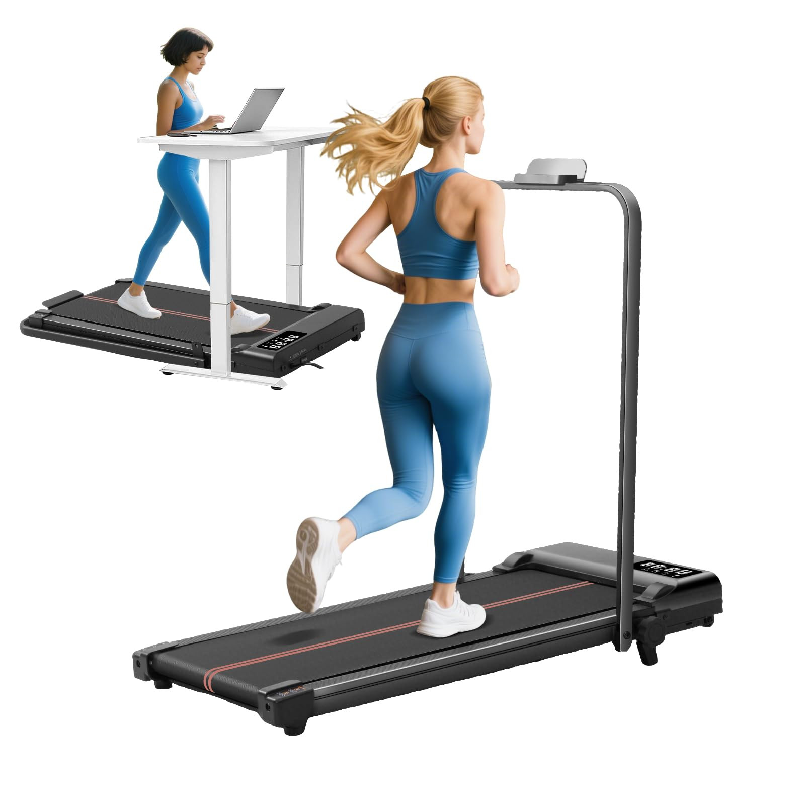 Walking Pad with Handle Bar and Incline, 3.0HP Portable Small Treadmills with Handles for Home Sm... | Amazon (US)