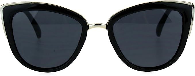 SA106 Runway Fashion Metal Bridge Trim Oversized Cat Eye Sunglasses | Amazon (US)