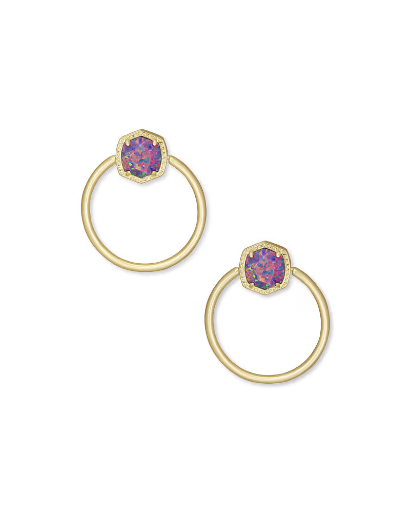 Davie Gold Hoop Earrings in Lavender Kyocera Opal | Kendra Scott