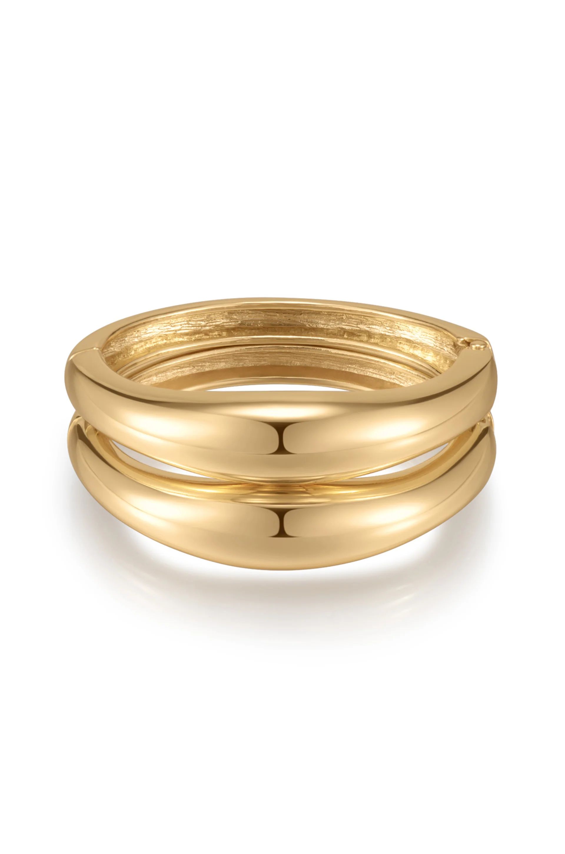 Double Golden Cuff Bracelet Set | Ettika