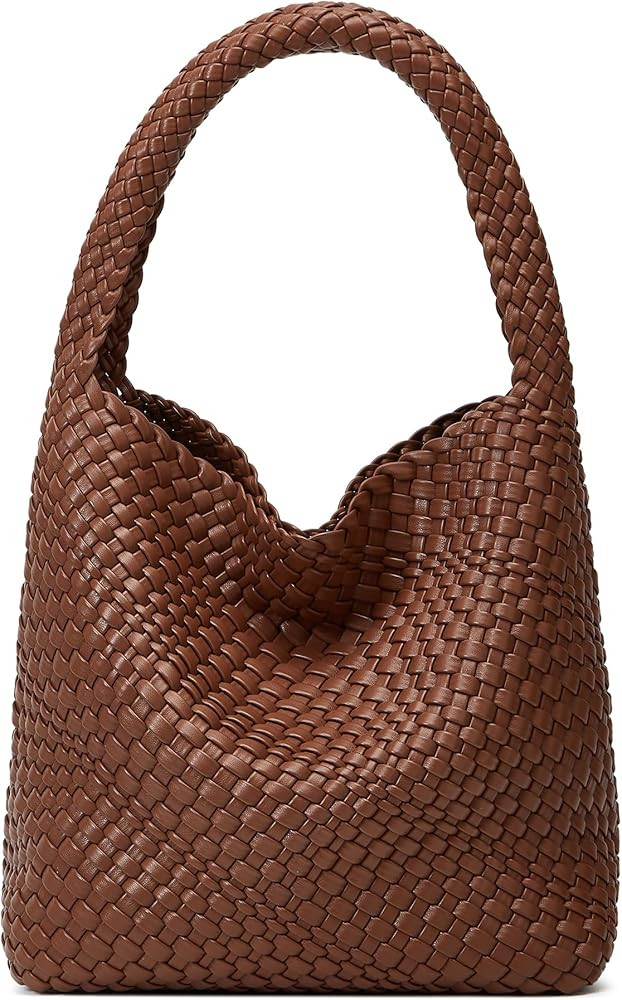 Woven Tote Bag for Women: Handmade Vegan Leather Purse for Vacation - Lightweight & Magnetic Clos... | Amazon (US)