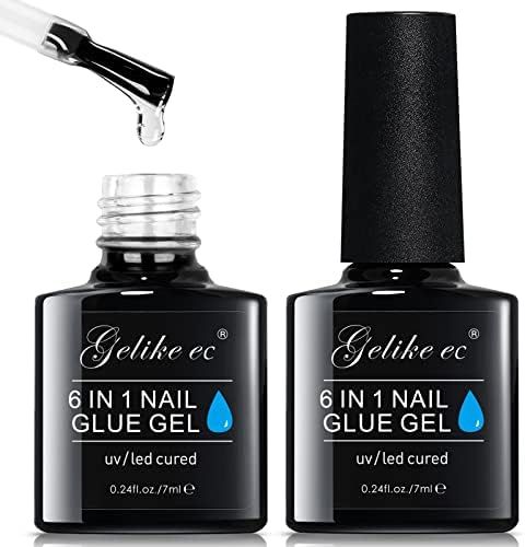 Amazon.com: Gelike EC 2Pcs Nail Glue Gel 6 in 1 for Acrylic Nails Long Lasting, Curing Needed UV ... | Amazon (US)