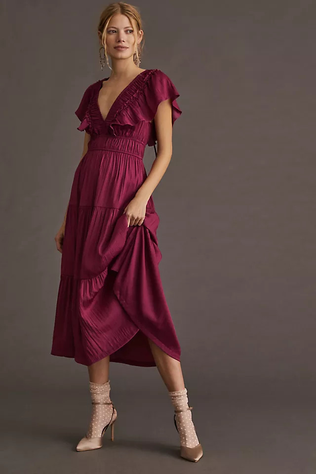 Ruffled Tiered Midi Dress | Anthropologie (US)