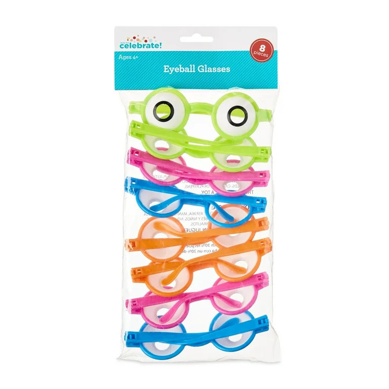 Multicolor Eyeball Glasses Party Favors, 8 Count, by Way To Celebrate | Walmart (US)