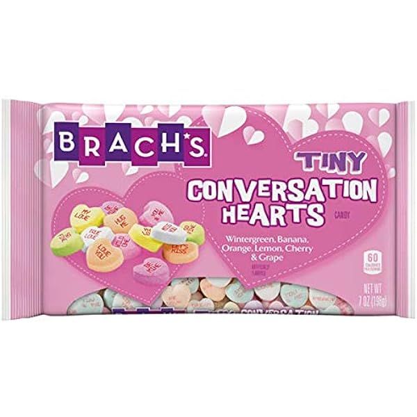 Brach's Tiny Conversation Hearts, Wintergreen, Banana, Orange, Lemon, Cherry, Grape, 14 Ounce | Amazon (US)