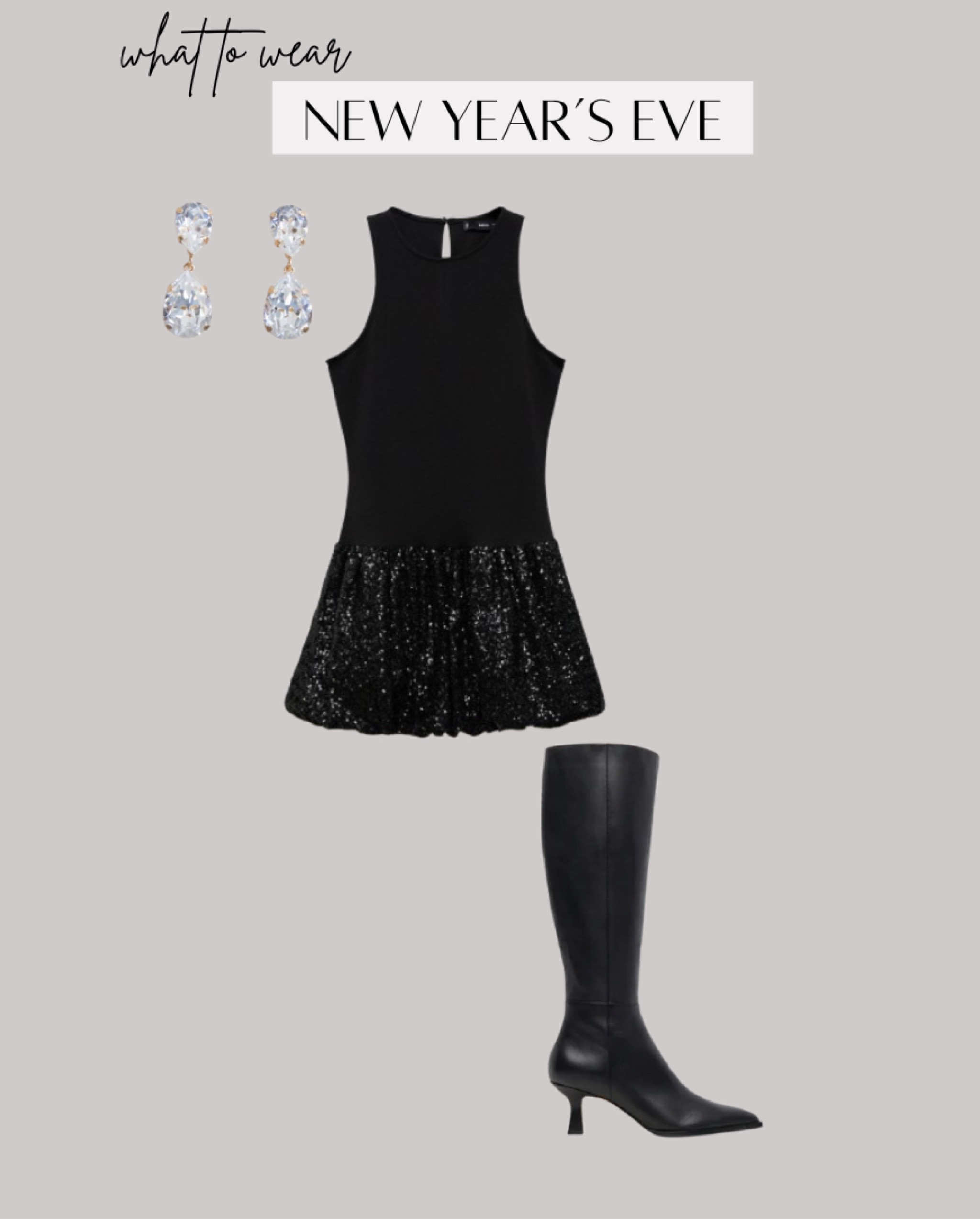 New Years Eve outfit idea


sequin dress, black boots, party outfit, statement earrings

#LTKShoeCrush #LTKHoliday #LTKParties