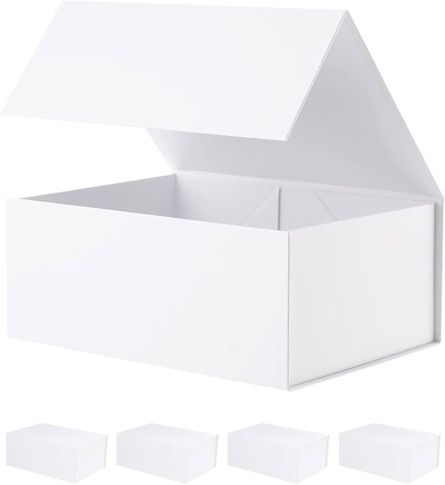 BLK&WH 5 Gift Boxes 9x6.5x3.8 Inches, White Gift Boxes, Gift Boxes with Lids, Bridesmaid Proposal... | Amazon (US)