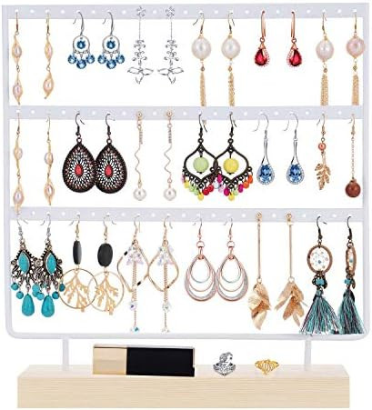 Earrings Organizer Jewelry Display Stand, 3-Tier Earring Holder Rack for Hanging Earrings, Metal ... | Amazon (US)