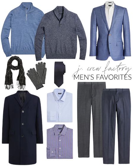 Looking for the perfect outfit for the man in your life?  J. Crew Factory has some amazing styles and colors this season and many of them are on sale!  Options include a merino wool sweater, a shawl-collar sweater, a suit jacket, two styles of dress pants, two styles of dress shirts and a navy-colored topcoat. Accessories include a silk navy pin dot tie, light weight winter gloves and a gray scarf.  

men’s fashion ideas, j. Crew gifts for him, jcrew men’s gift ideas, j crew mens, men’s winter fashion, guys winter clothes, men’s sweaters, mens boots, mens business casual, mens clothing, mens Christmas gifts, mens dress shirt, mens dress shoes, mens gifts, mens gift guide, mens jeans, mens jackets, mens loafers, mens outfit mens pants, mens shoes, mens tennis shoes, mens vest, mens wallet   #ltkholiday #ltkfit #ltkmens #ltksalealert #ltkshoecrush #ltkworkwear #ltkseasonal 

#LTKunder50 #LTKunder100 #LTKsalealert #LTKmens #LTKHoliday