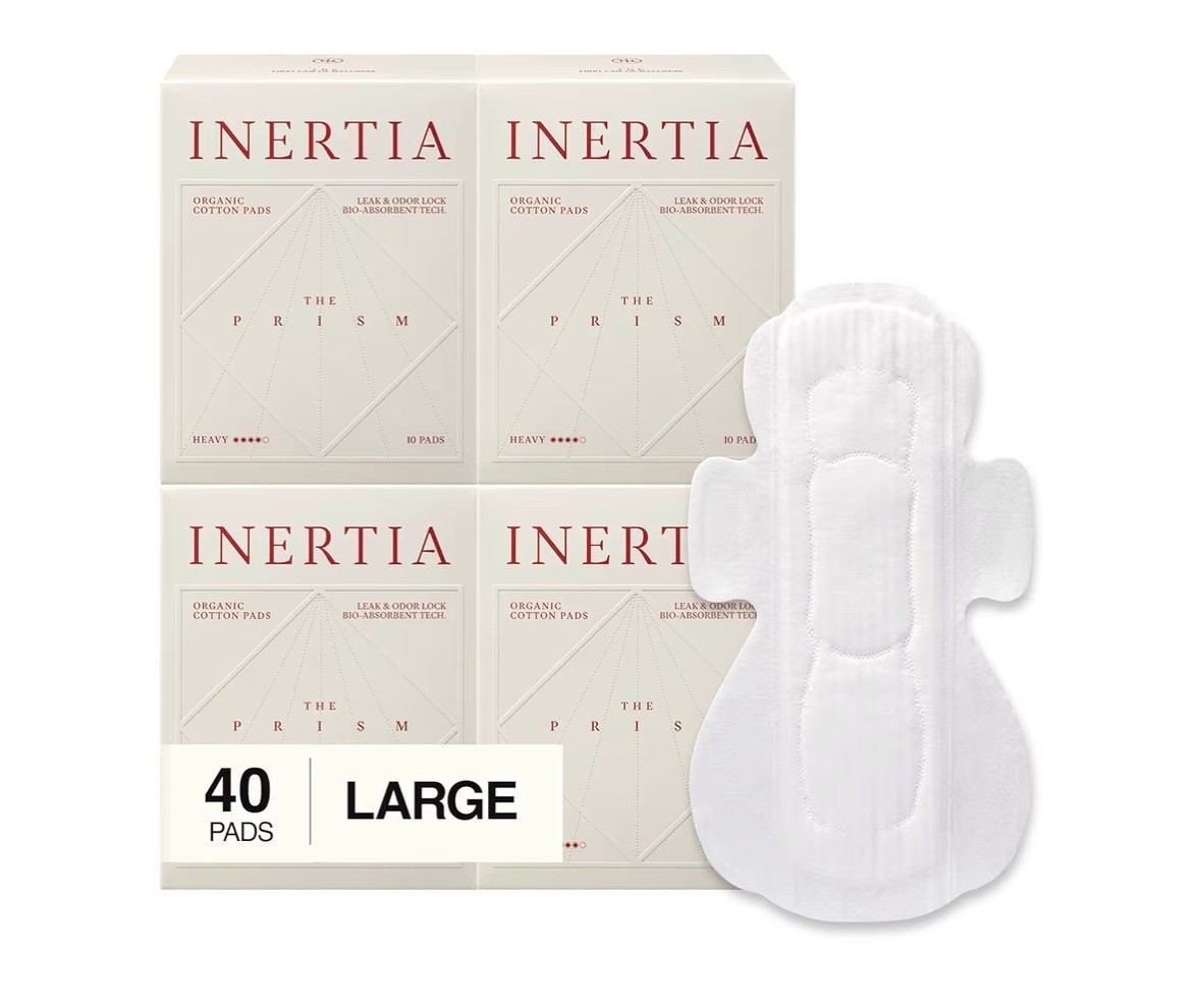 INERTIA The Prism White – Truly Organic Ultra Thin & Leak-Proof Organic Cotton Korean Pads with Wings | Heavy Absorbency | Hypoallergenic, Super Absorbent, Chlorine-Free & Fragrance-Free (40 Count)

#LTKselfcare