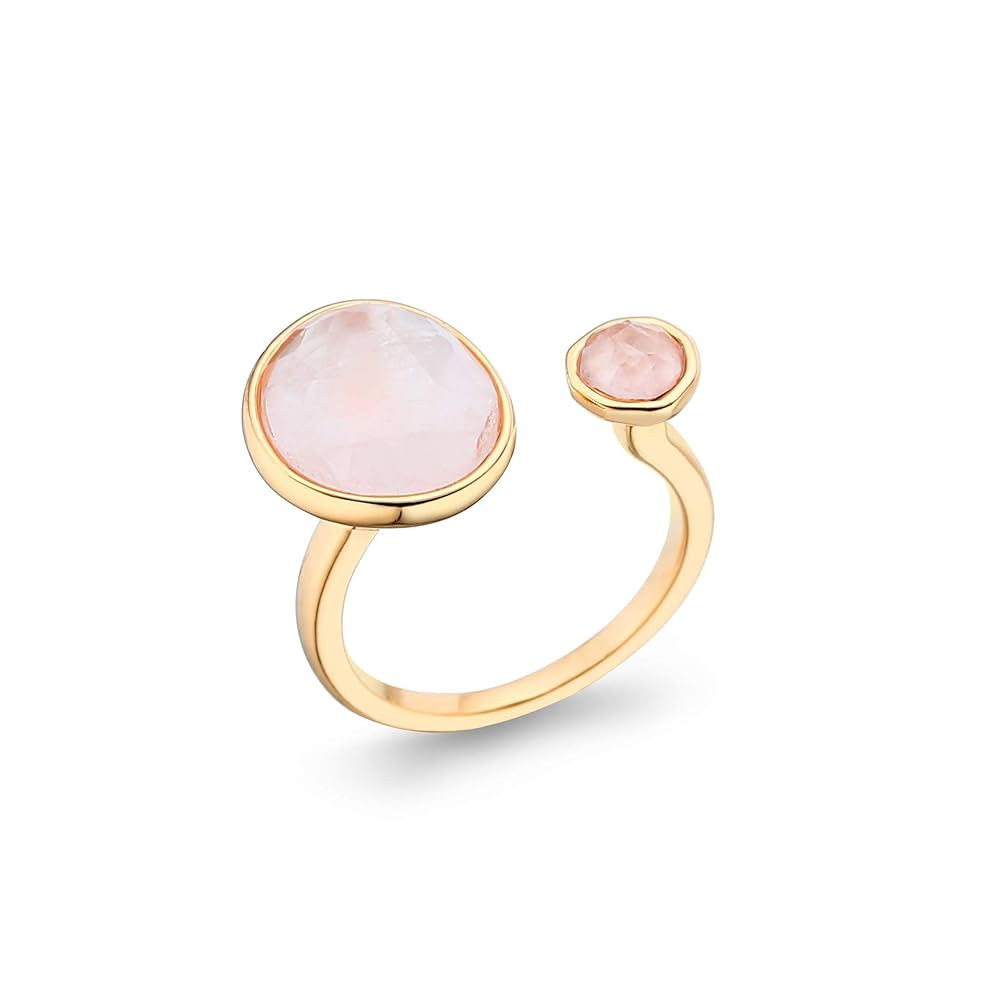 Double Stone Simulated Rose Quartz Open Circle Light Pink Ring | Amazon (US)