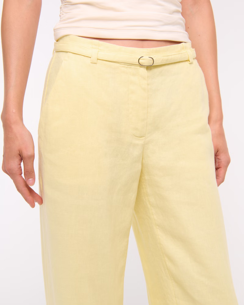 Premium Linen Belted Wide Leg Pant | Abercrombie & Fitch (US)