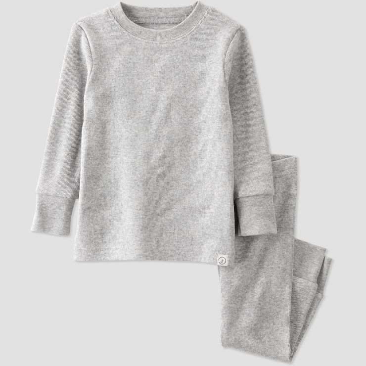 little planet by carter's Toddler 2pc Solid Knit Organic Cotton Pajama Set - Gray | Target