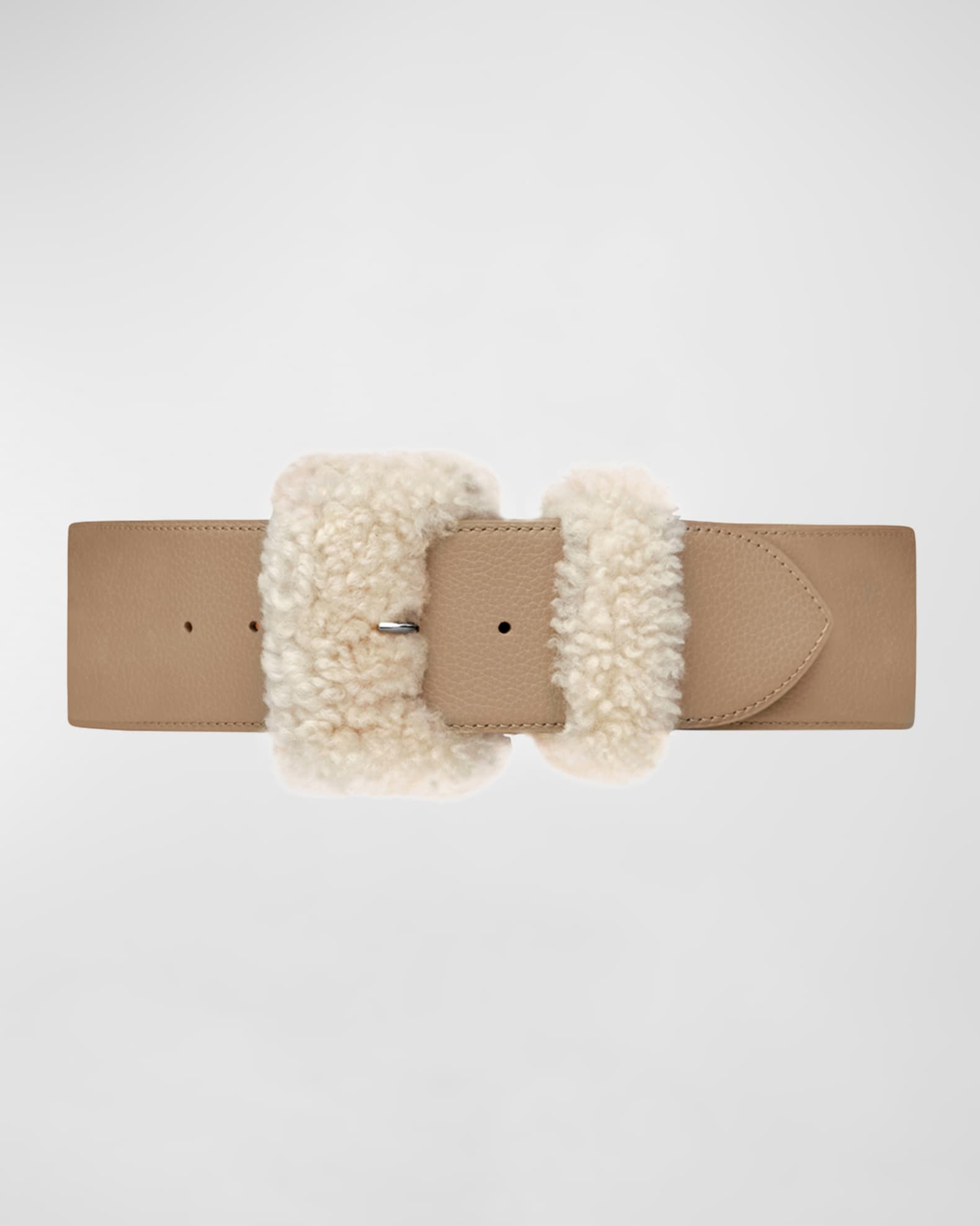 La Merveilleuse Leather & Shearling Belt | Neiman Marcus