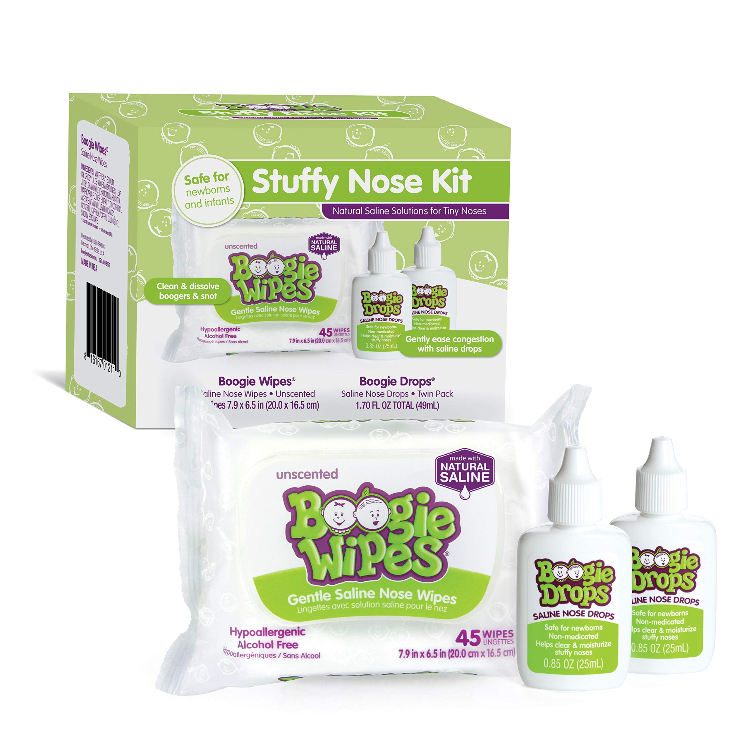 Boogie Stuffy Nose Relief Kit Wipes, FSA/HSA Eligible, Baby Wipes Unscented Wipes 45 Count (Pack ... | Amazon (US)