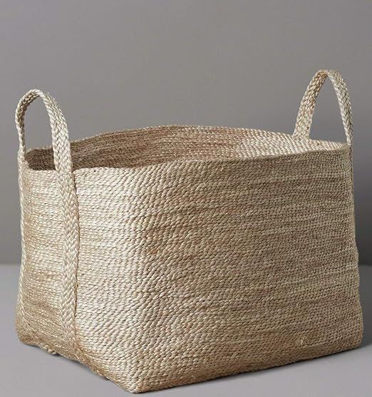 Extra Large Natural Jute Woven Basket for Storage - 20 x 14” Tall Blanket Basket for Living Roo... | Amazon (US)