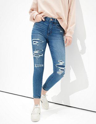 AE Dream Patched High-Waisted Jegging Crop | American Eagle Outfitters (US & CA)