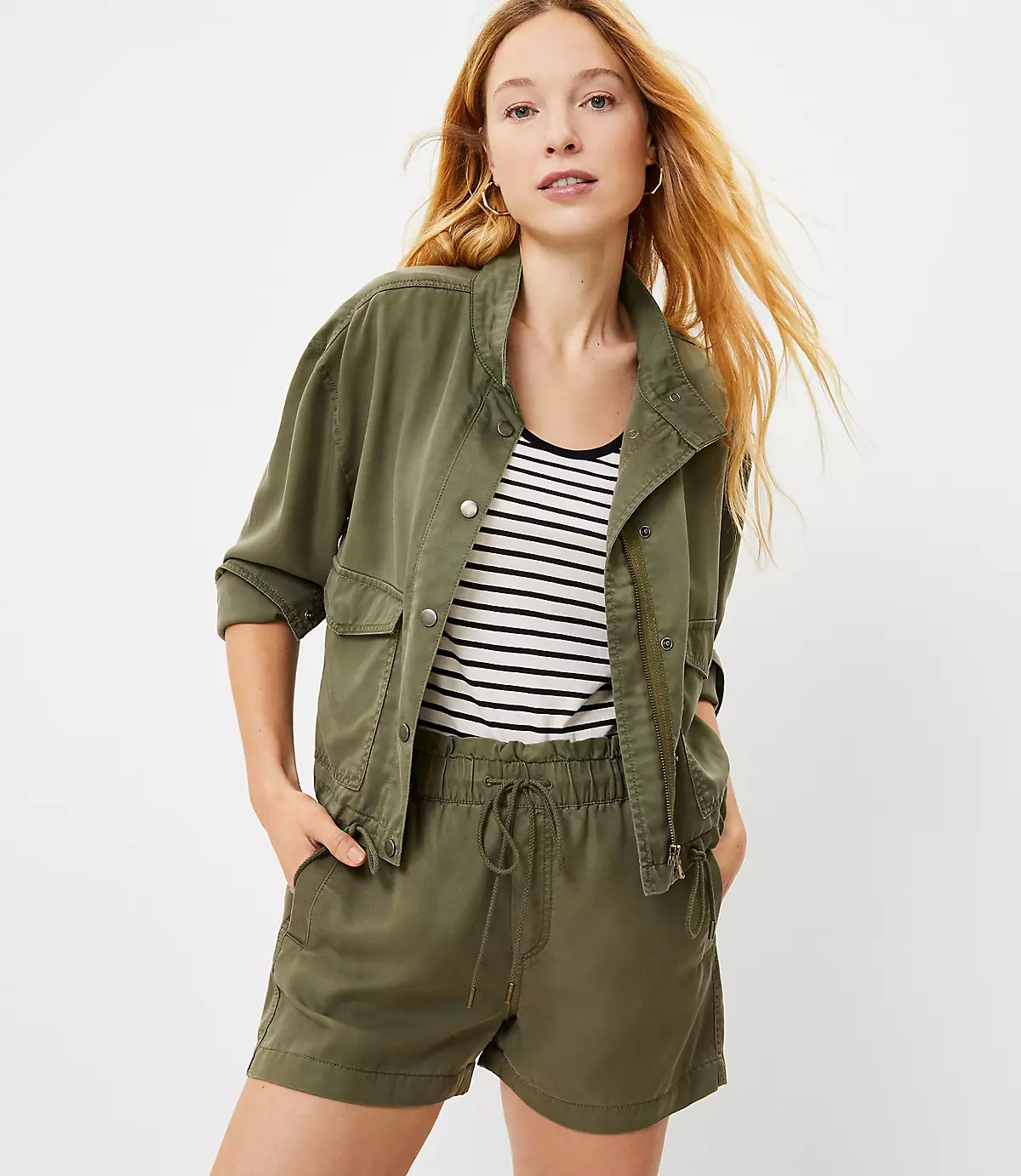 Petite Soft Twill Drawstring Jacket | LOFT | LOFT