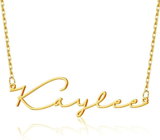Yofair Custom Name Necklace Personalized 18K Gold Plated Nameplate Pendant Gift for Women | Amazon (US)