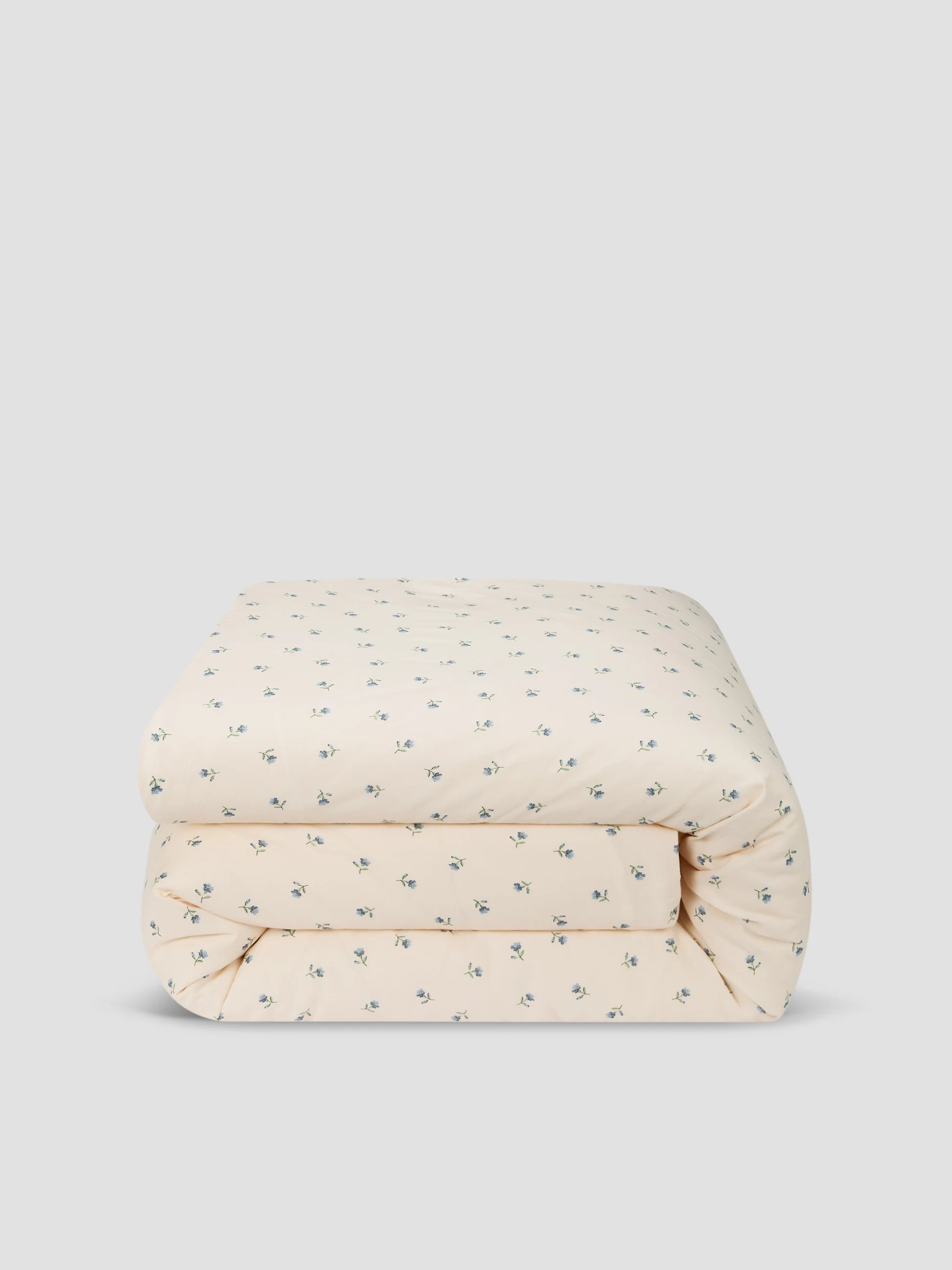 Dusk Blue Posy Bud Linen Blend Duvet Cover | Piglet