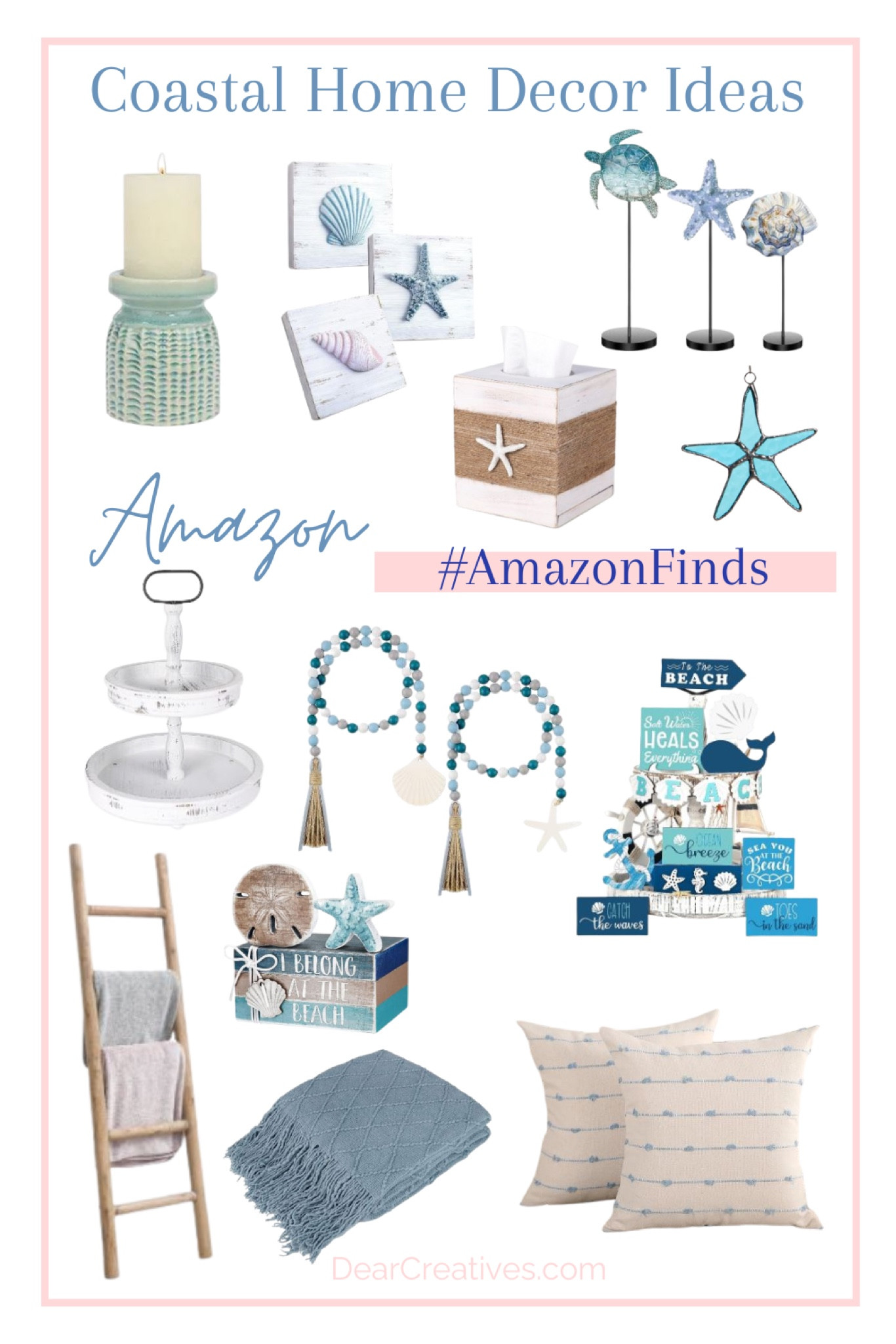 Coastal Home Decor - Create the beach vibes you love in your home by decorating with pretty candles, coastal decorations, throw pillows, throw blankets, wooden garlands, coastal boho lamps, tiered tray decor… #coastaldecor #beachdecor #amazonfinds #amazonprimeday #sale 

#LTKSaleAlert #LTKHome