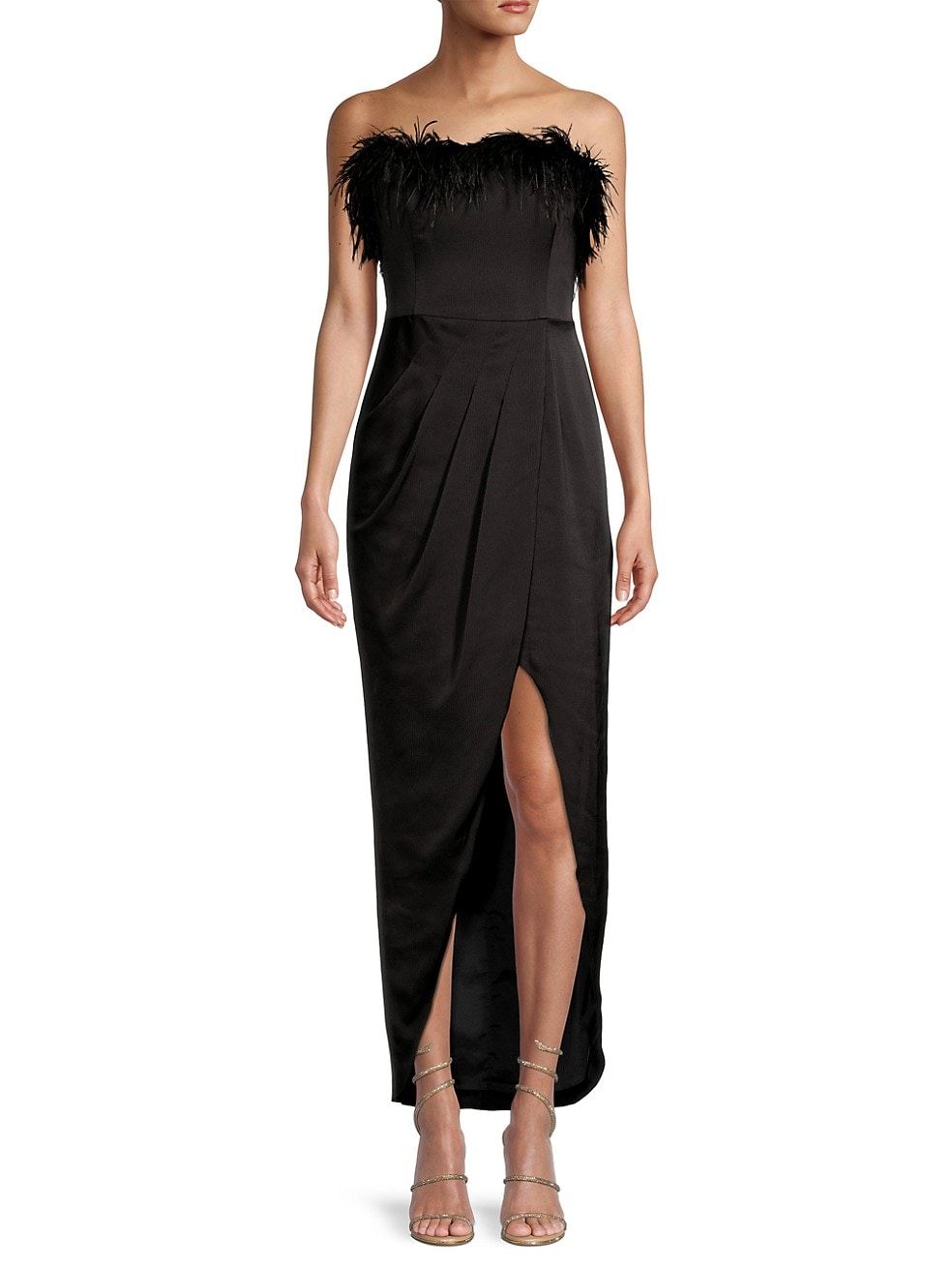 Aidan by Aidan Mattox Feather Trim Strapless High-Low Gown | Saks Fifth Avenue