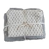 Creative Co-Op Cotton Stitched Bed Cover with 2 Patterned Shams, King, Cream Color & Grey, Set of... | Amazon (US)