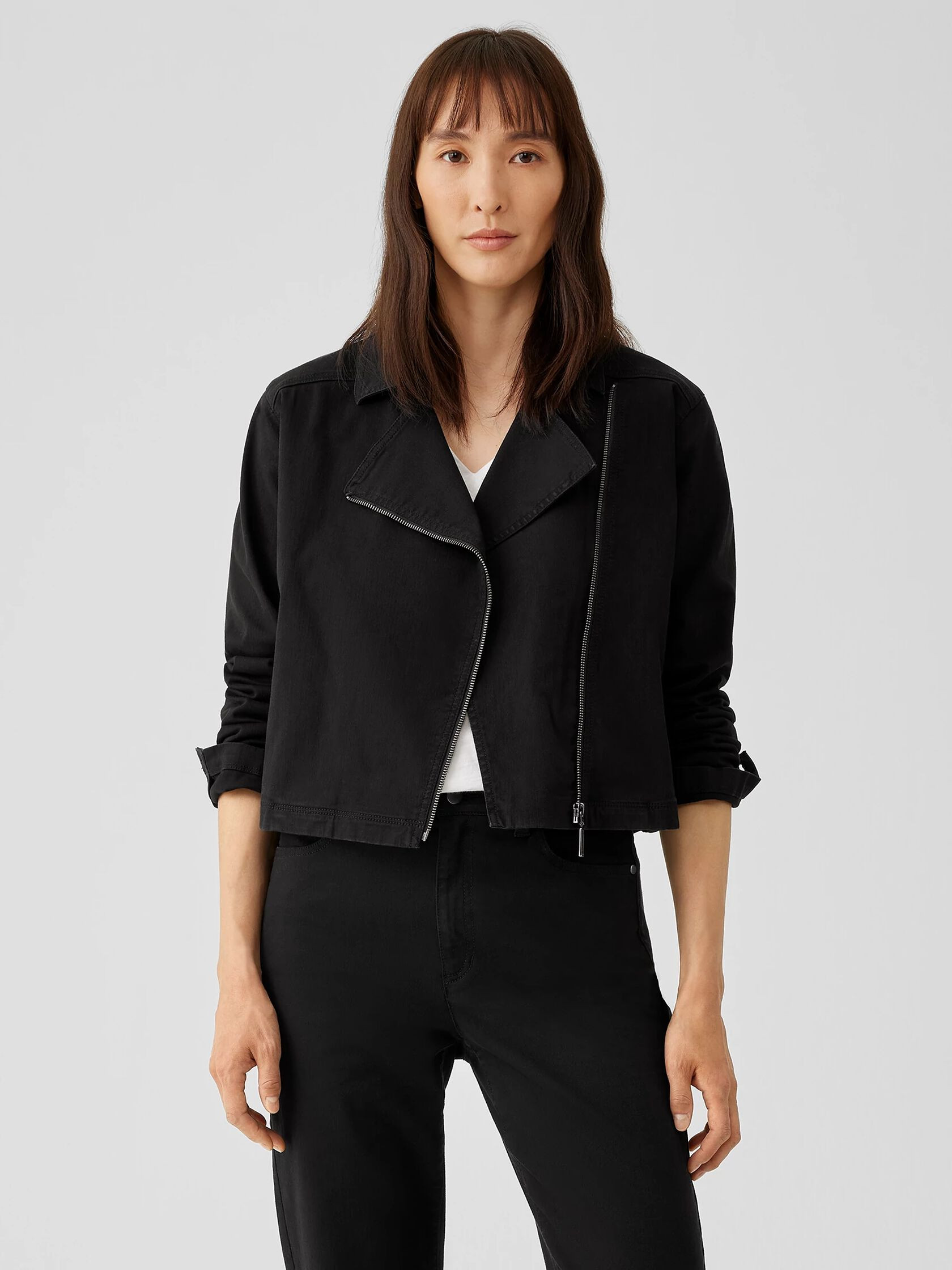 Organic Cotton Denim Notch Collar Jacket | Eileen Fisher