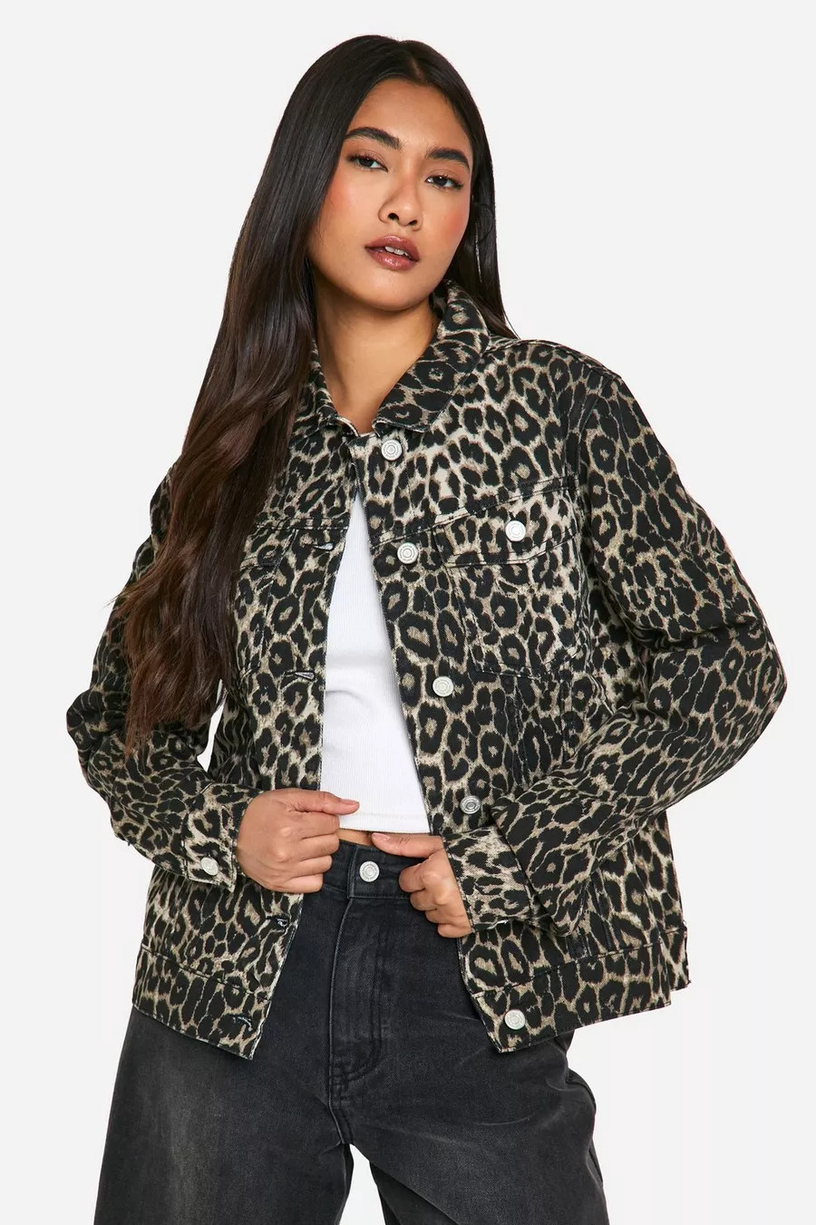 Leopard Print Denim Jacket | boohoo (US & Canada)