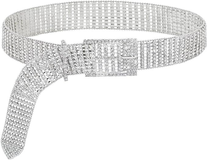 YooAi Crystal Waist Belt for Women Rhinestone Chain Belt O-Ring Waistband Belt for Dress | Amazon (US)